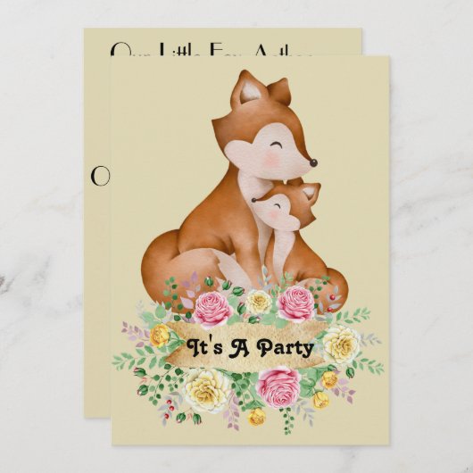 Little Fox Kindergeburtstag Einladung (Vorne/Hinten)