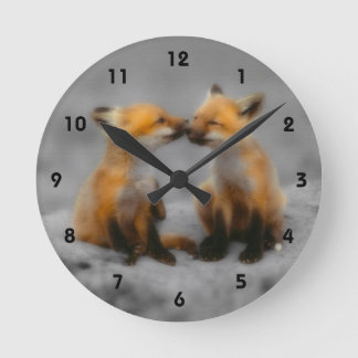 Little Fox Liebe Runde Wanduhr