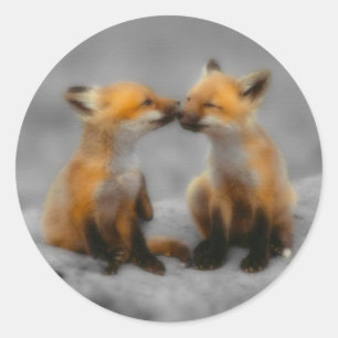 Little Fox Liebe Runder Aufkleber