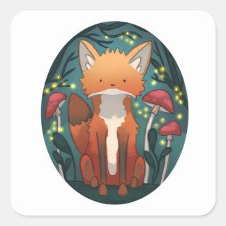 Little fox quadratischer aufkleber