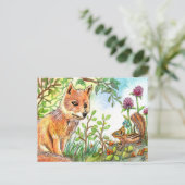 Little Fox und Chipmunk Postkarte (Stehend Vorderseite)