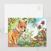 Little Fox und Chipmunk Postkarte (Vorne/Hinten)