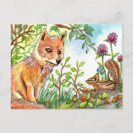 Little Fox und Chipmunk Postkarte (Vorderseite)