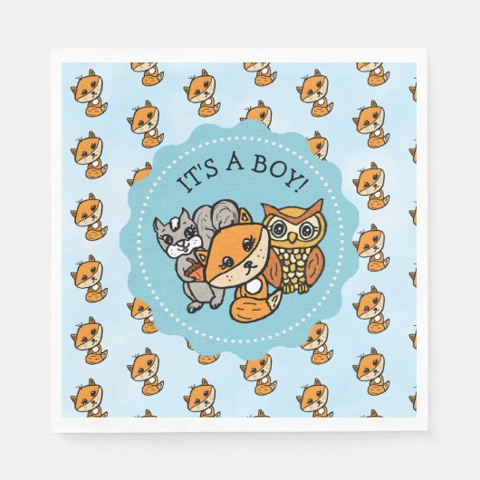 Little Fox und Forest Friends Babydusche Serviette (Vorderseite)