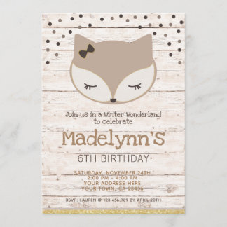 Little Fox, wonderland Birthday Invitation, Einladung