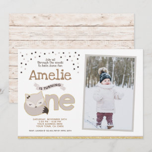 Little Fox, Wonderland Invitation, with photo Einladung