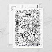Little Foxes Paintable Postcard Postkarte (Vorne/Hinten)