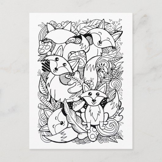 Little Foxes Paintable Postcard Postkarte (Vorderseite)