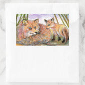 Little Fox's Nickerchen Time Rechteckiger Aufkleber (Tasche)