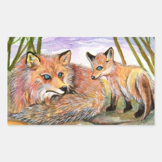 Little Fox's Nickerchen Time Rechteckiger Aufkleber (Vorderseite)