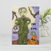 Little Frankenstein Custom Halloween Einladung (Stehend Vorderseite)