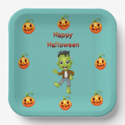 Little Frankenstein Halloween Thema. Pappteller (Vorderseite)