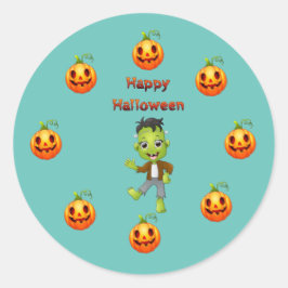 Little Frankenstein Halloween Thema. Runder Aufkleber