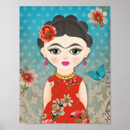 Little Frida Illustration Print Poster