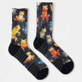 Little Frog Chalk Zeichne Muster Black Socks Socken (Rechts)