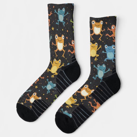 Little Frog Chalk Zeichne Muster Black Socks Socken (Links)