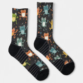 Little Frog Chalk Zeichne Muster Black Socks Socken (Rechts)