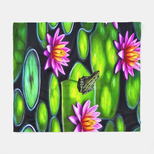 Little Frog on Lily Pad Fleecedecke (Vorderseite (Horizontal))