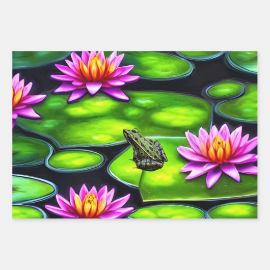 Little Frog on Lily Pad Geschenkpapier Set (Vorderseite 2)