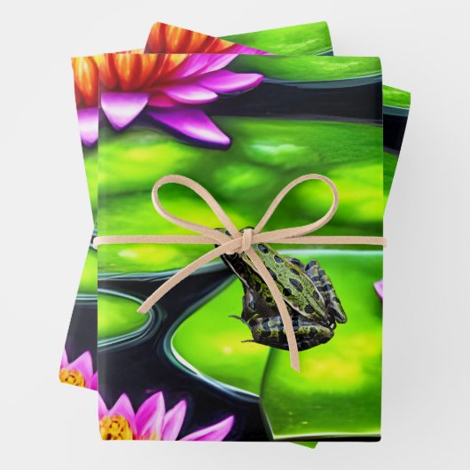 Little Frog on Lily Pad Geschenkpapier Set (Beispiel)