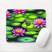 Little Frog on Lily Pad Mousepad (Mit Mouse)