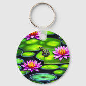Little Frog on Lily Pad Schlüsselanhänger (Vorderseite)