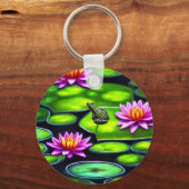 Little Frog on Lily Pad Schlüsselanhänger (Vorderseite)