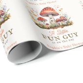 Little Fun Guy Mushroom Floral Baby Shower Geschenkpapier (Rolleneckpunkt)