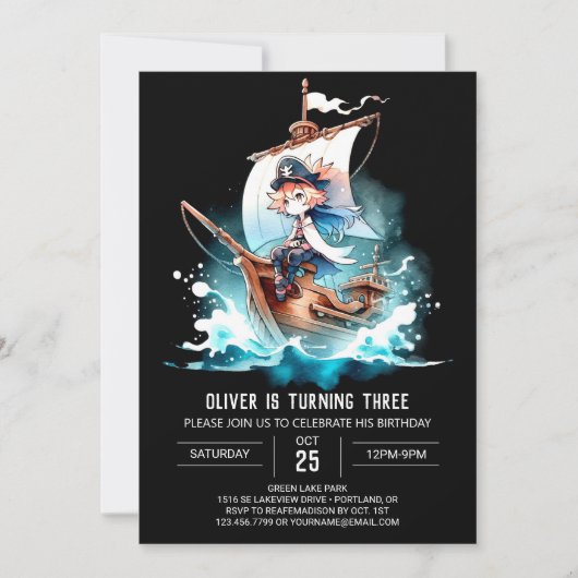 Little Fun Pirate Geburtstag Einladung (Vorderseite)