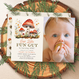 Little Fun Typ Mushroom Junge Foto 1. Geburtstag Einladung