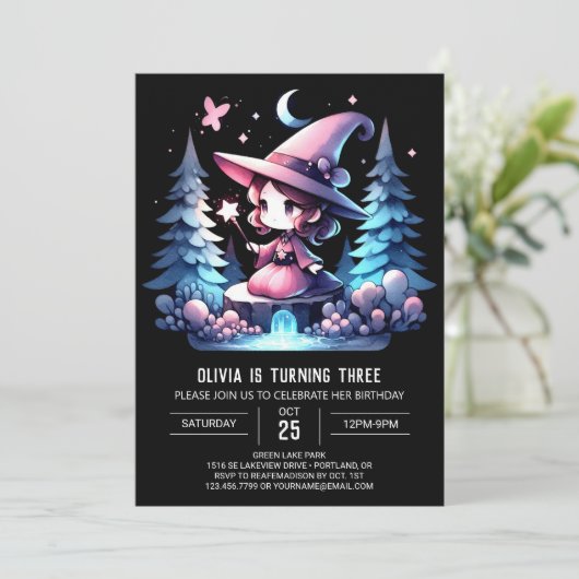 Little Fun Wizard Geburtstag Einladung (Stehend Vorderseite)