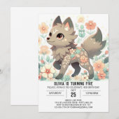 Little Fun Wolf Digital Geburtstag Einladung (Vorne/Hinten)