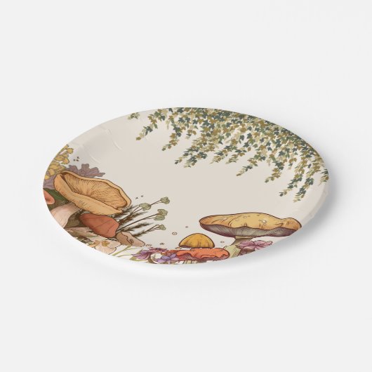 Little Fungi Mushroom Theme Pappteller (Schrägansicht)