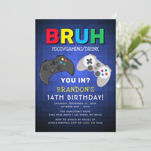 Little Gamers Geburtstagsbash Einladung (Stehend Vorderseite)