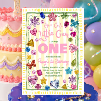 Little Gem First Birthday Einladung Rhinestone