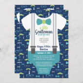 Little Gentleman Baby Shower Invitation, Bow Krawa Einladung (Vorne/Hinten)
