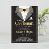 Little Gentleman Baby Shower Invitation, Tuxedo Einladung (Stehend Vorderseite)