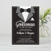 Little Gentleman Baby Shower Invitation, Tuxedo Einladung (Stehend Vorderseite)
