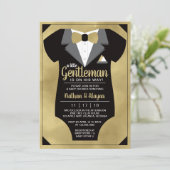 Little Gentleman Baby Shower Invitation, Tuxedo Einladung (Stehend Vorderseite)