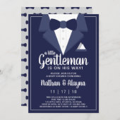 Little Gentleman Baby Shower Invitation, Tuxedo Einladung (Vorne/Hinten)