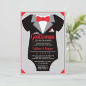 Little Gentleman Baby Shower Invitation, Tuxedo Einladung (Stehend Vorderseite)