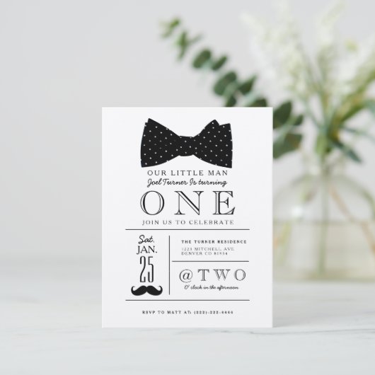 Little Gentleman Birthday Party Einladung (Stehend Vorderseite)