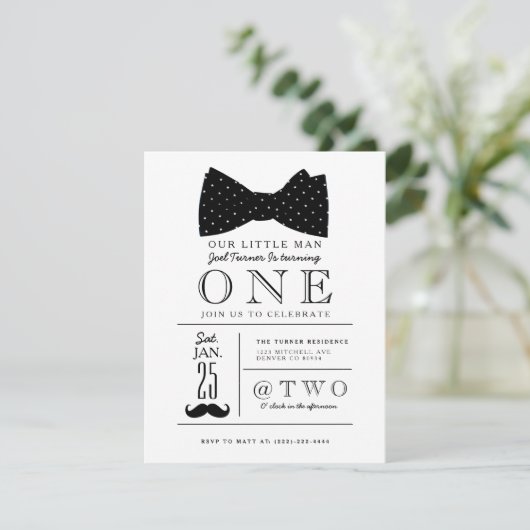 Little Gentleman Birthday Party Einladung (Stehend Vorderseite)