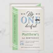 Little Gentleman Mr Onederful 1st First Birthday Einladung (Vorne/Hinten)