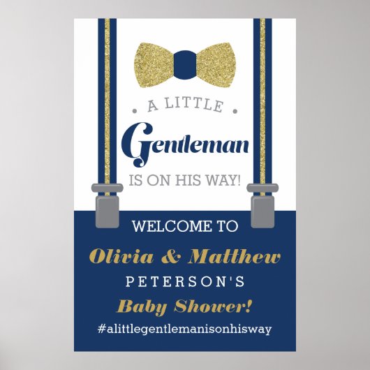 Little Gentleman Welcome Sign Poster, Imitate Glit Poster (Vorne)