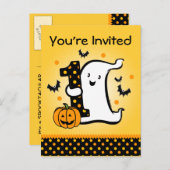 Little Ghost 1. Geburtstag Postkarte Einladung (Vorne/Hinten)