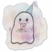 Little ghost celebrates birthday aufkleber (Vorderseite)