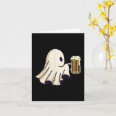 Little Ghost Drinking Beer Funny Halloween Costume Karte (Gelbe Blume)