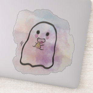 Little ghost eats pizza aufkleber