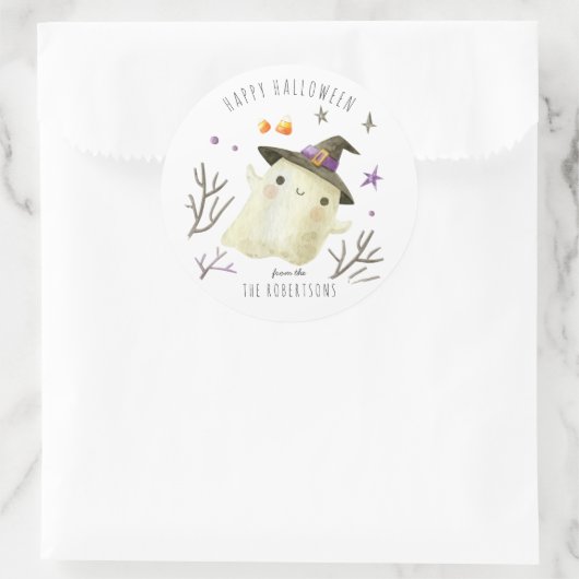 Little Ghost | Frohe Halloween-Leckerei Runder Aufkleber (Tasche)